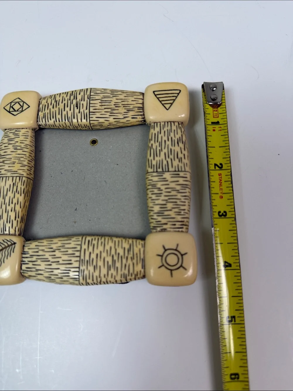 Vintage Terragraphics 1993 Tribal Picture Frame Faux Bone Safari Boho
